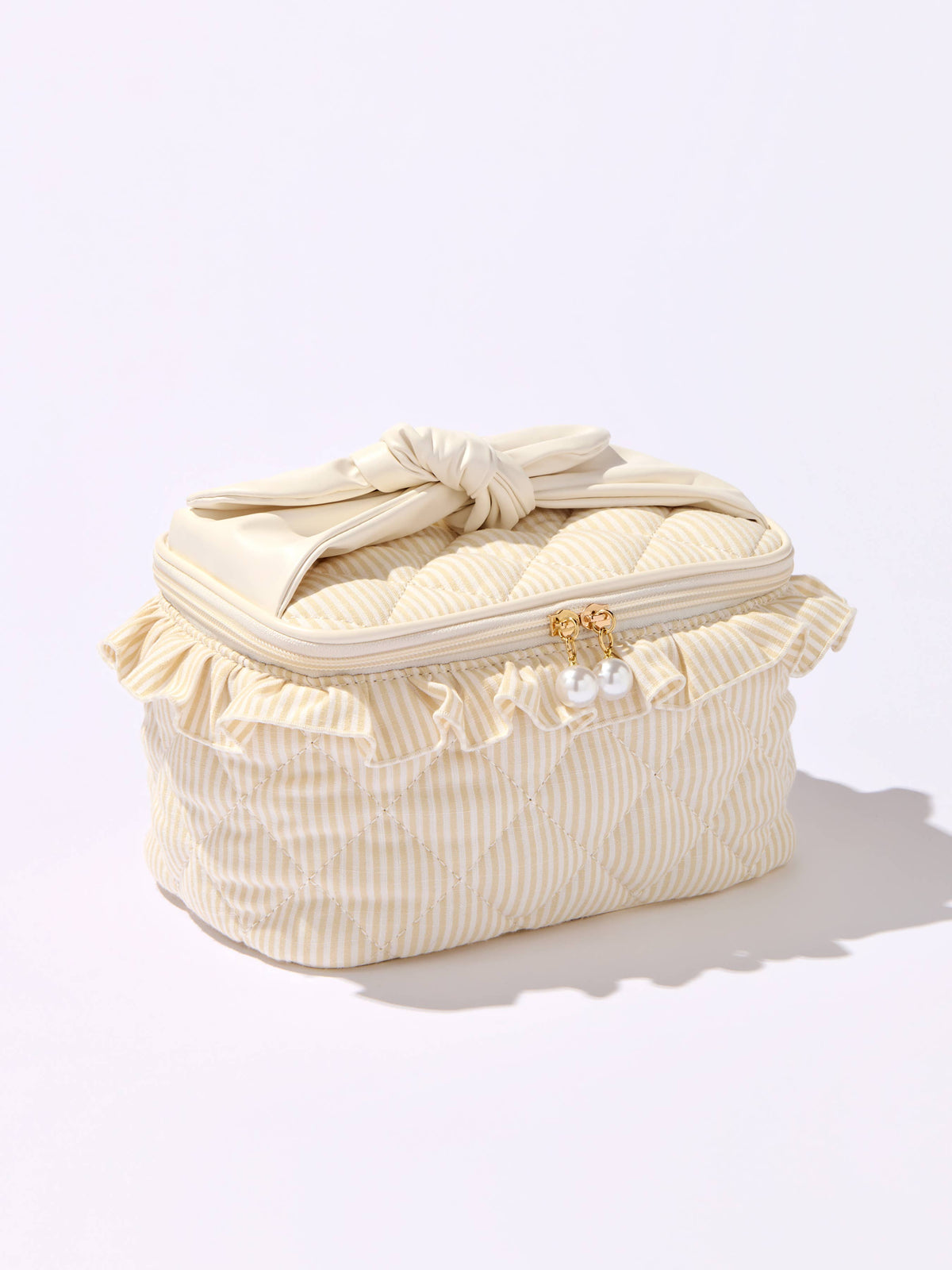 Ruffled Pearl Detail Cosmetic Case
